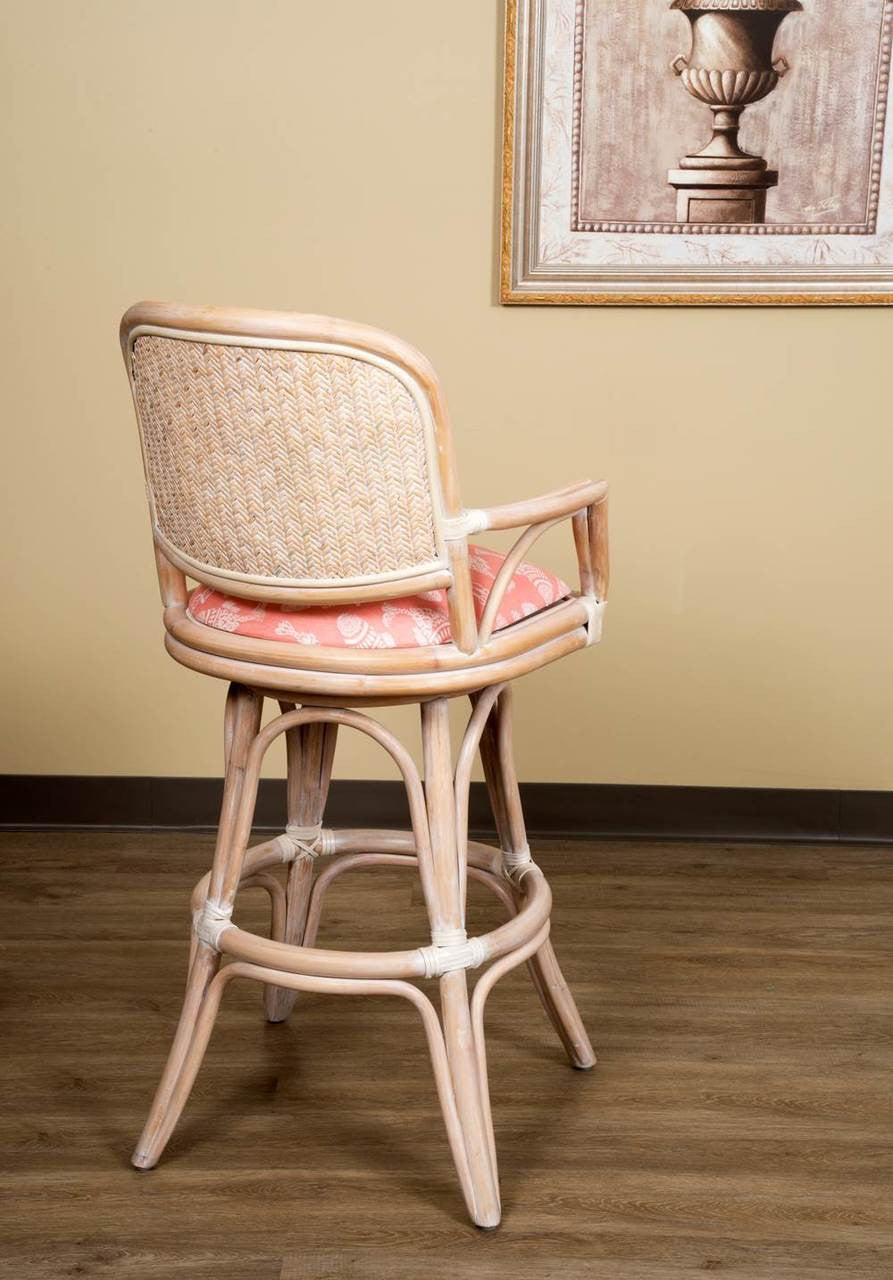 Alexander & Sheridan Cayman 30" Rattan Indoor Bar Stool With Arms