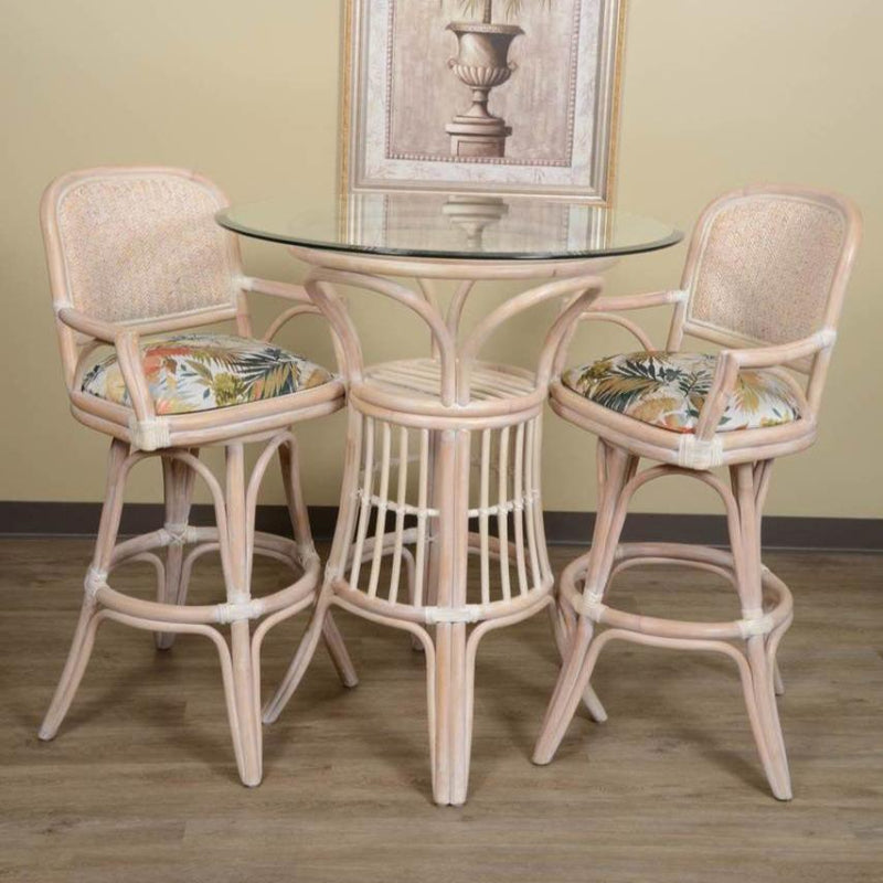 Alexander & Sheridan Cayman Rattan Indoor 2-Person Pub Set with Arms and Cushions