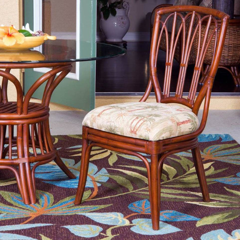 Alexander & Sheridan Cuba Rattan Indoor 4-Person Armless Dining Set with Cushions