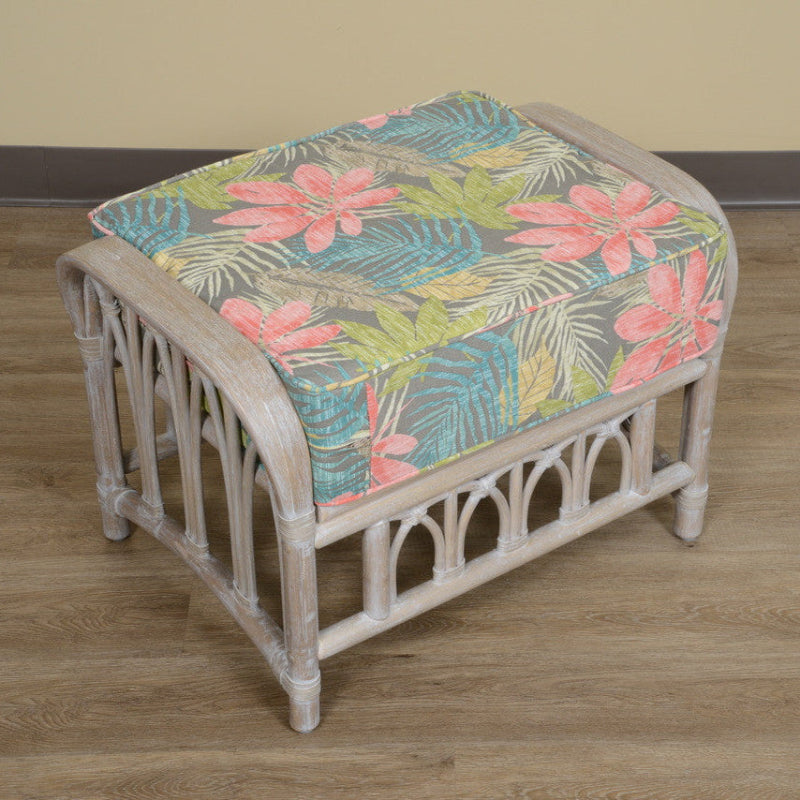 Alexander & Sheridan Cuba Rattan Indoor Ottoman with Cushion
