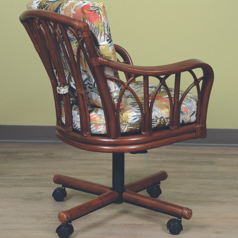 Alexander & Sheridan Cuba Rattan Indoor Tilt Swivel Caster Dining Chair with Cushion