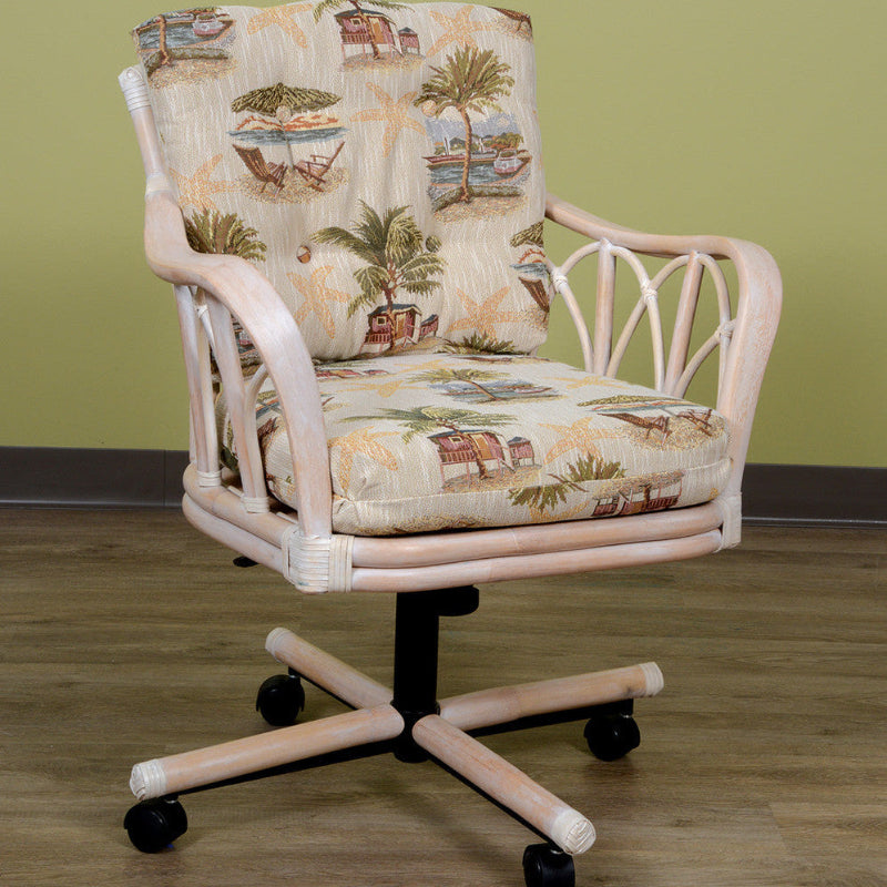 Alexander & Sheridan Cuba Rattan Indoor Tilt Swivel Caster Dining Chair with Cushion