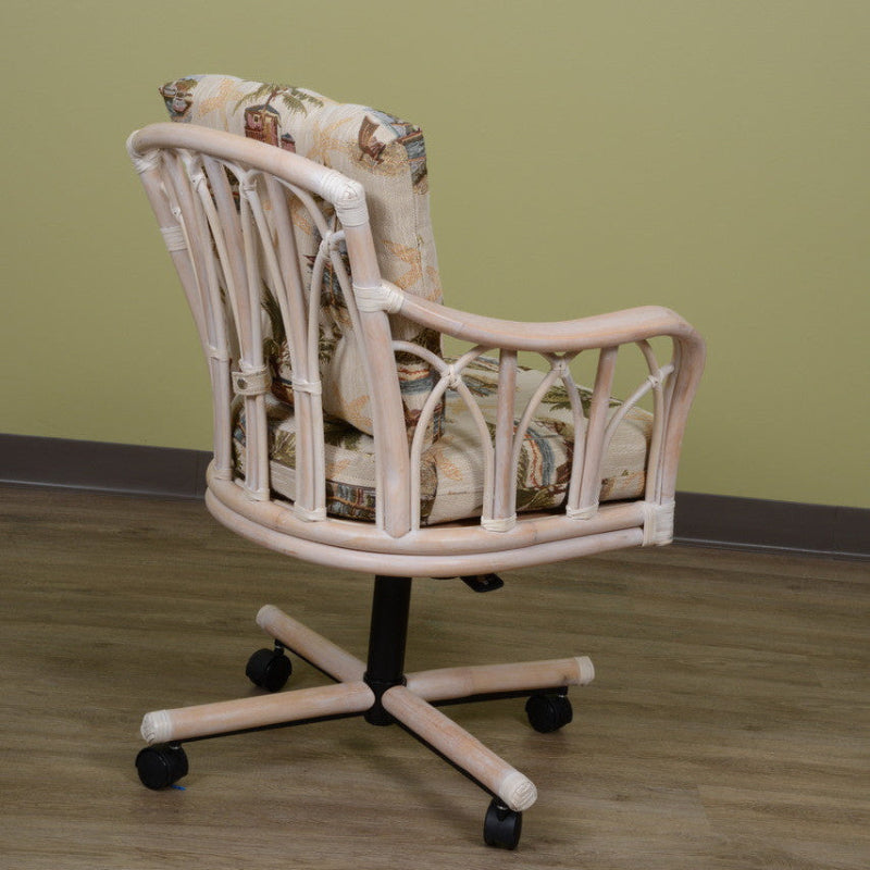 Alexander & Sheridan Cuba Rattan Indoor Tilt Swivel Caster Dining Chair with Cushion