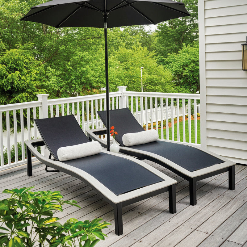 Telescope Casual Bazza MGP Aluminum Outdoor Chaise Add-On Table with Umbrella Hole