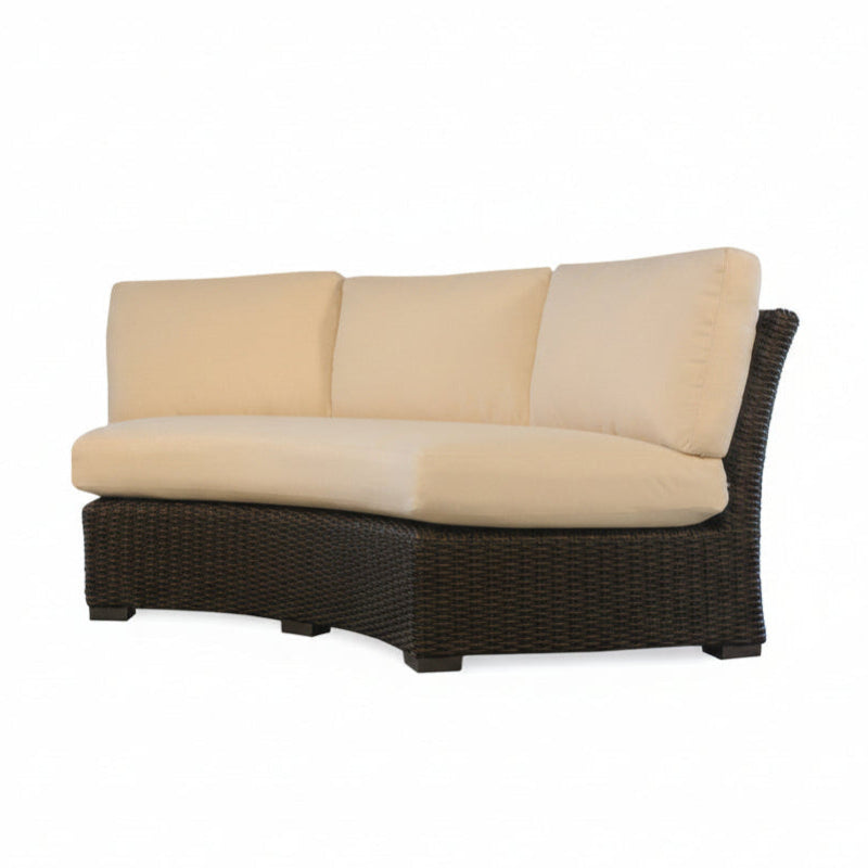 Lloyd Flanders Mesa Woven Vinyl Outdoor 6‑Person Curved Sectional Set with Fire Table