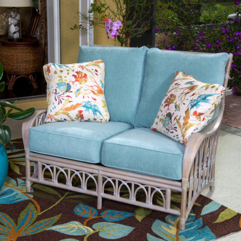 Alexander & Sheridan Cuba Rattan Indoor Loveseat with Cushions