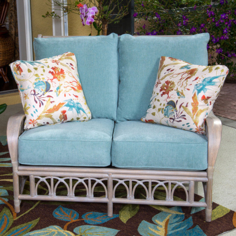 Alexander & Sheridan Cuba Rattan Indoor Loveseat with Cushions