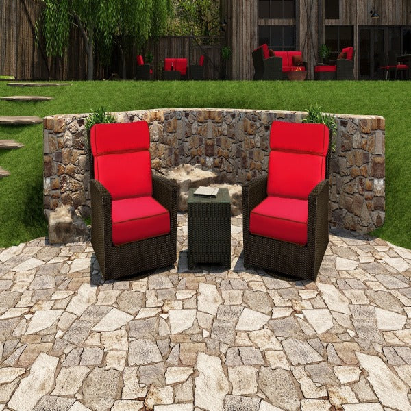Forever Patio Barbados Resin Wicker 3 Piece High Back Rocker Club Chair Chat Set