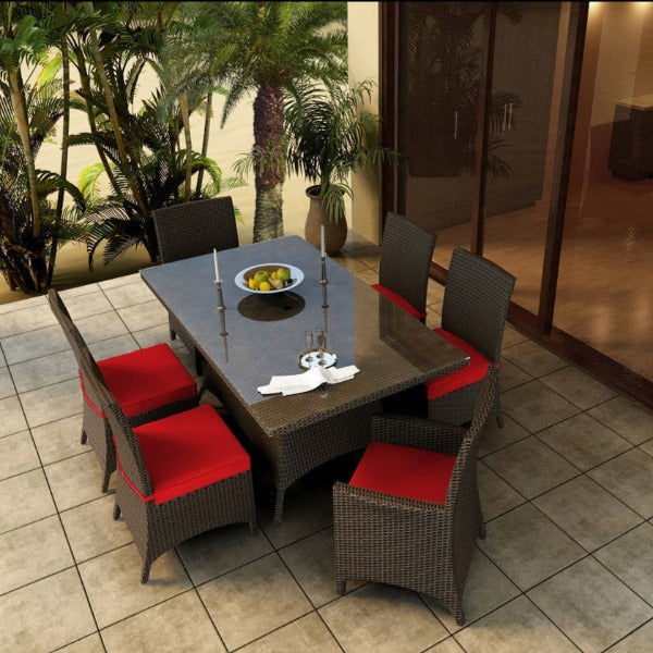 Forever Patio Barbados Resin Wicker 7 Piece Rectangle Dining Set