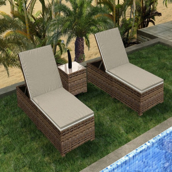 Forever Patio Cypress Collection 3 Piece Wicker Chaise Lounge Set