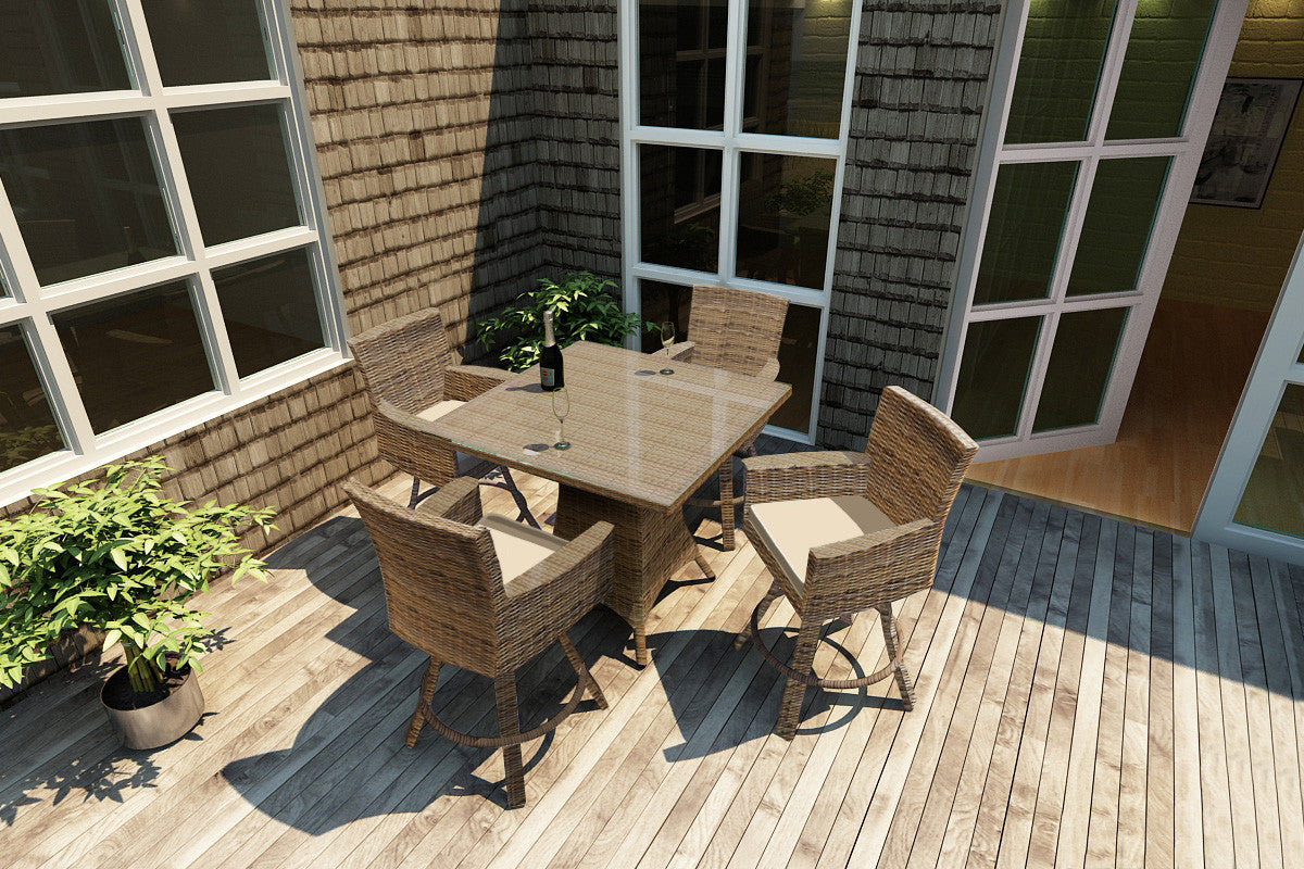 Forever Patio 5 Piece Cypress 36" Square Pub Table Set