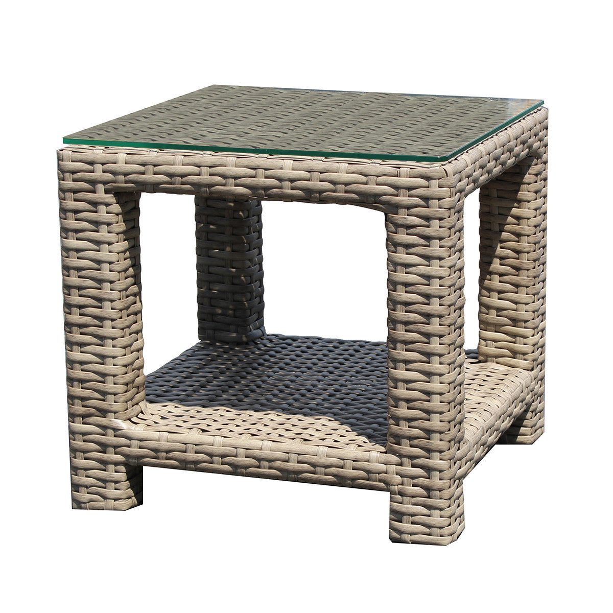 Forever Patio Cavalier Wicker Cavalier Square End Table (with Bottom Shelf)