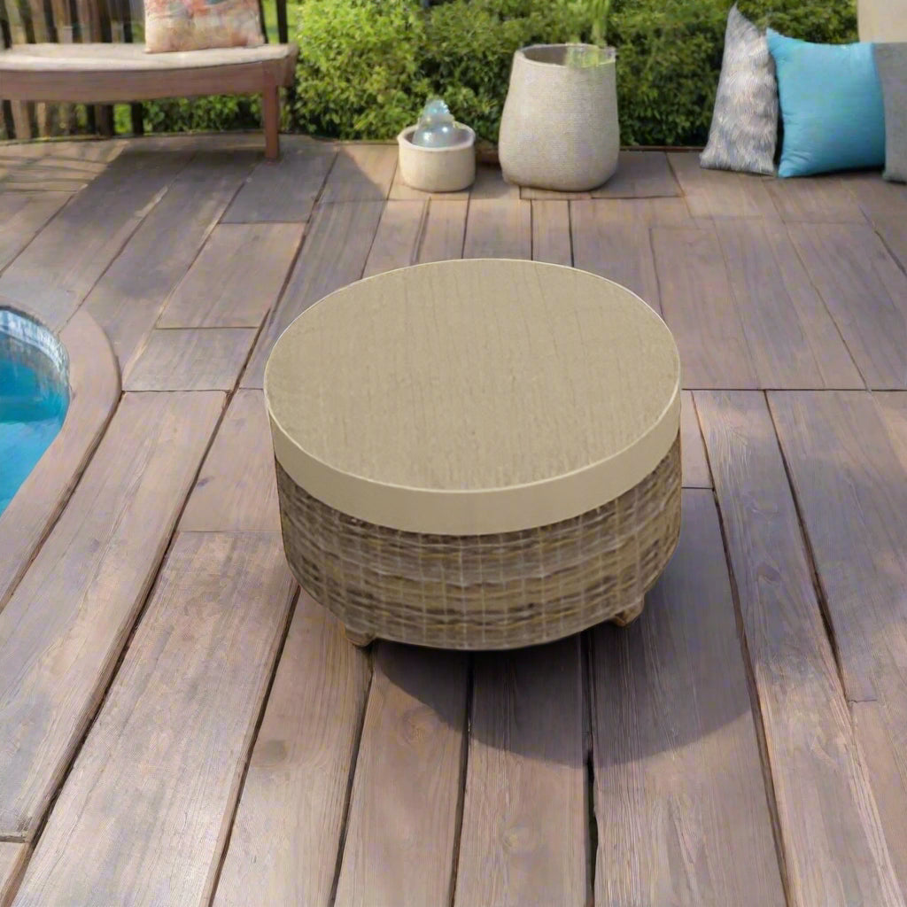 Forever Patio Cypress Wicker Round Ottoman