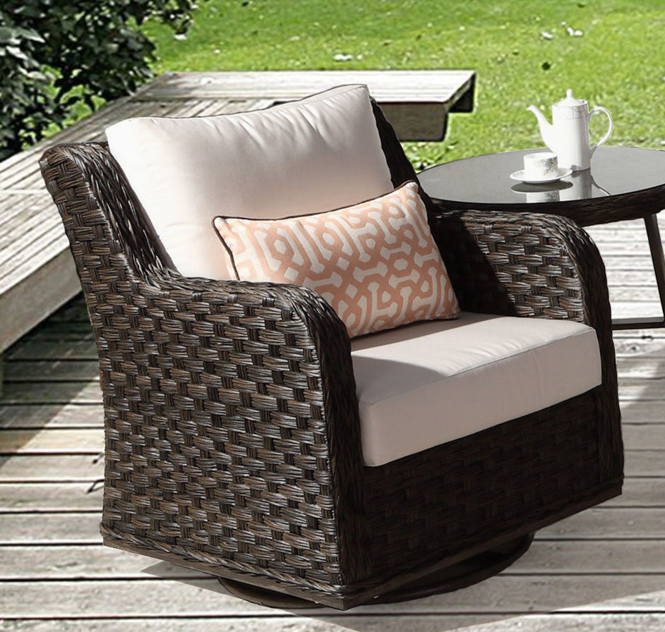 South Sea Rattan Grand Isle Resin Wicker 5 Piece Outdoor Patio Set With Glider