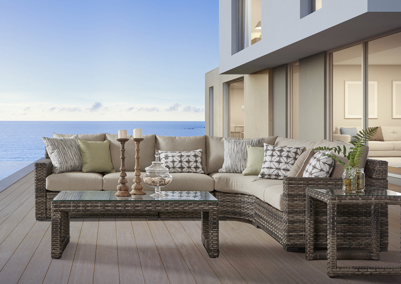 South Sea Rattan New Java Resin Wicker Piece Outdoor Wedge Corner Se