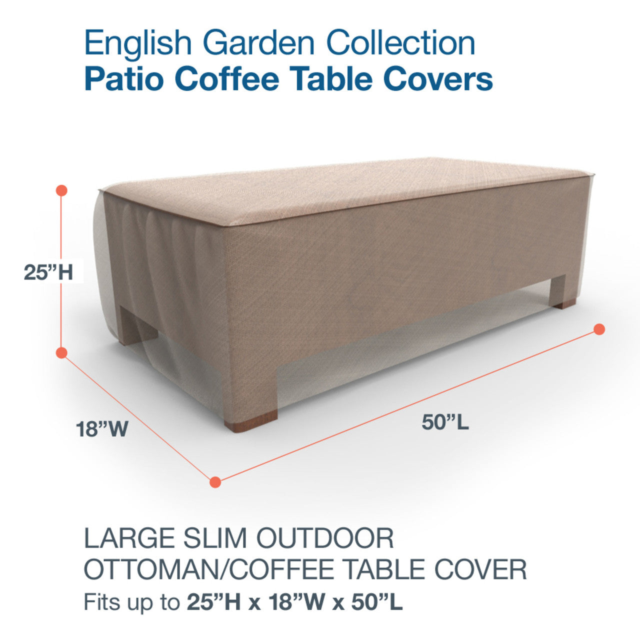 Budge Industries English Garden Slim Patio Ottoman/Coffee Table Cover - Large