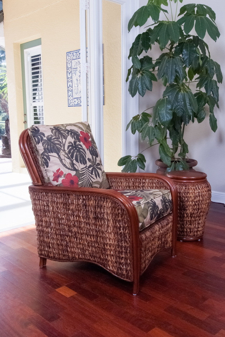 Indoor wicker chair online and ottoman