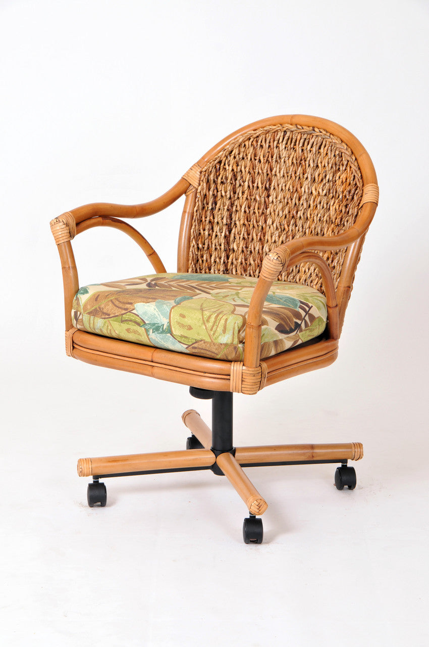 Alexander & Sheridan Panama Rattan Indoor Tilt Swivel Caster Dining Chair