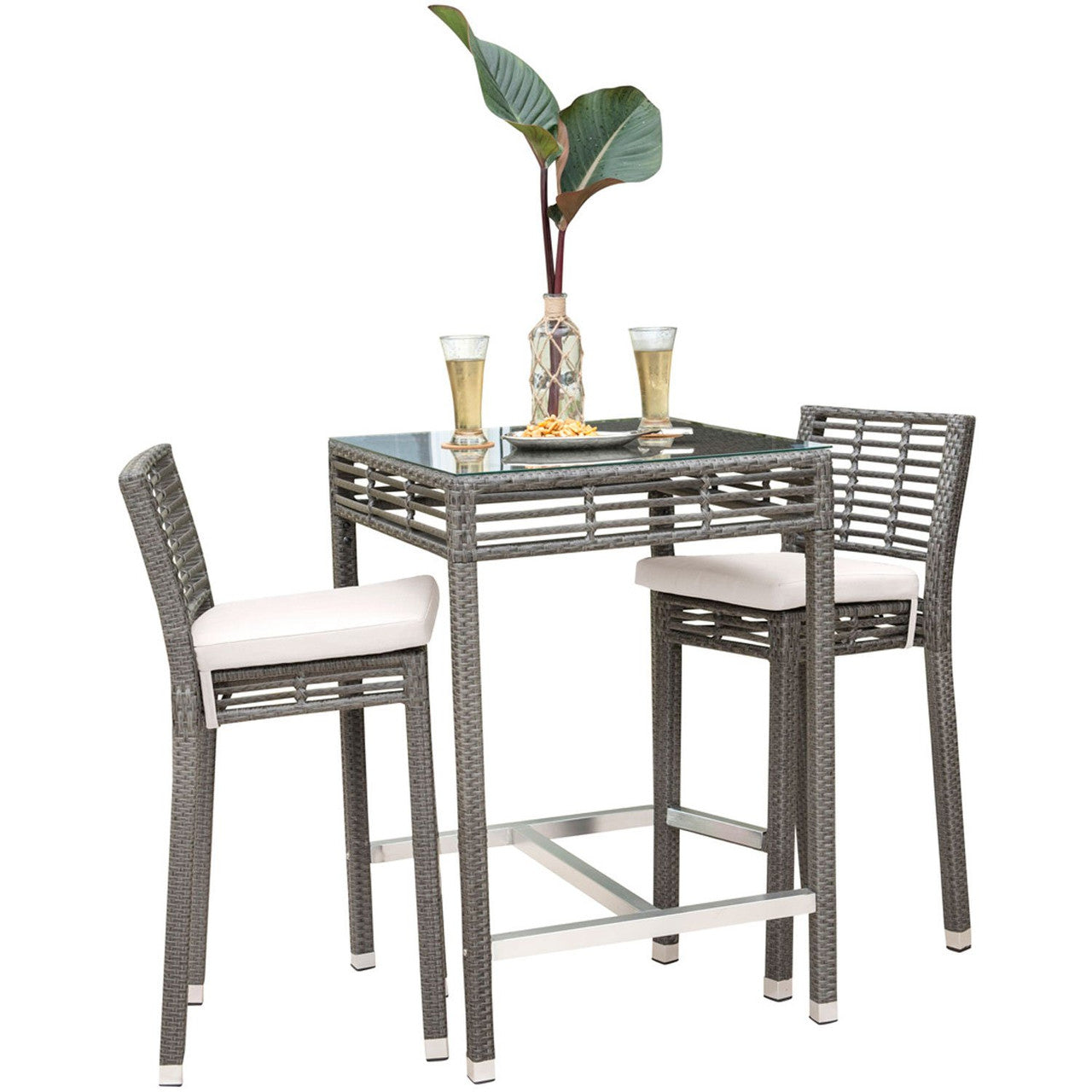 Panama Jack Graphite Stackable Bar stool with Cushion
