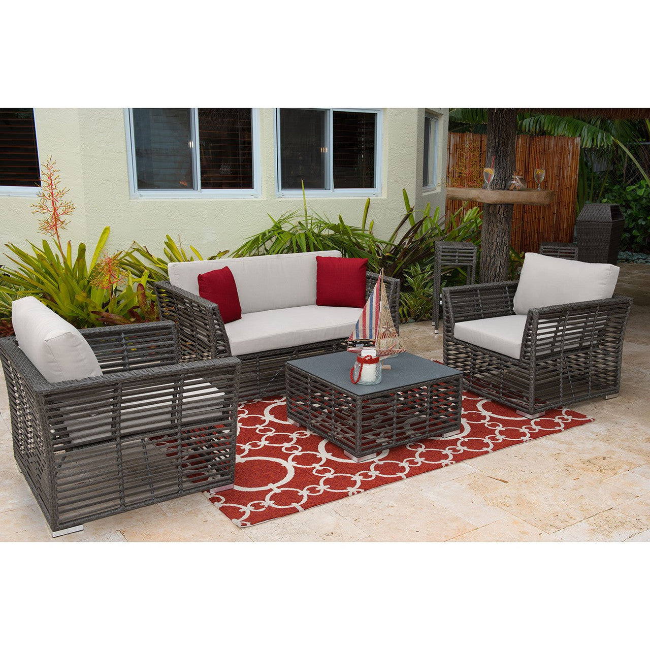 Panama Jack Graphite Lounge Chair with Cushions