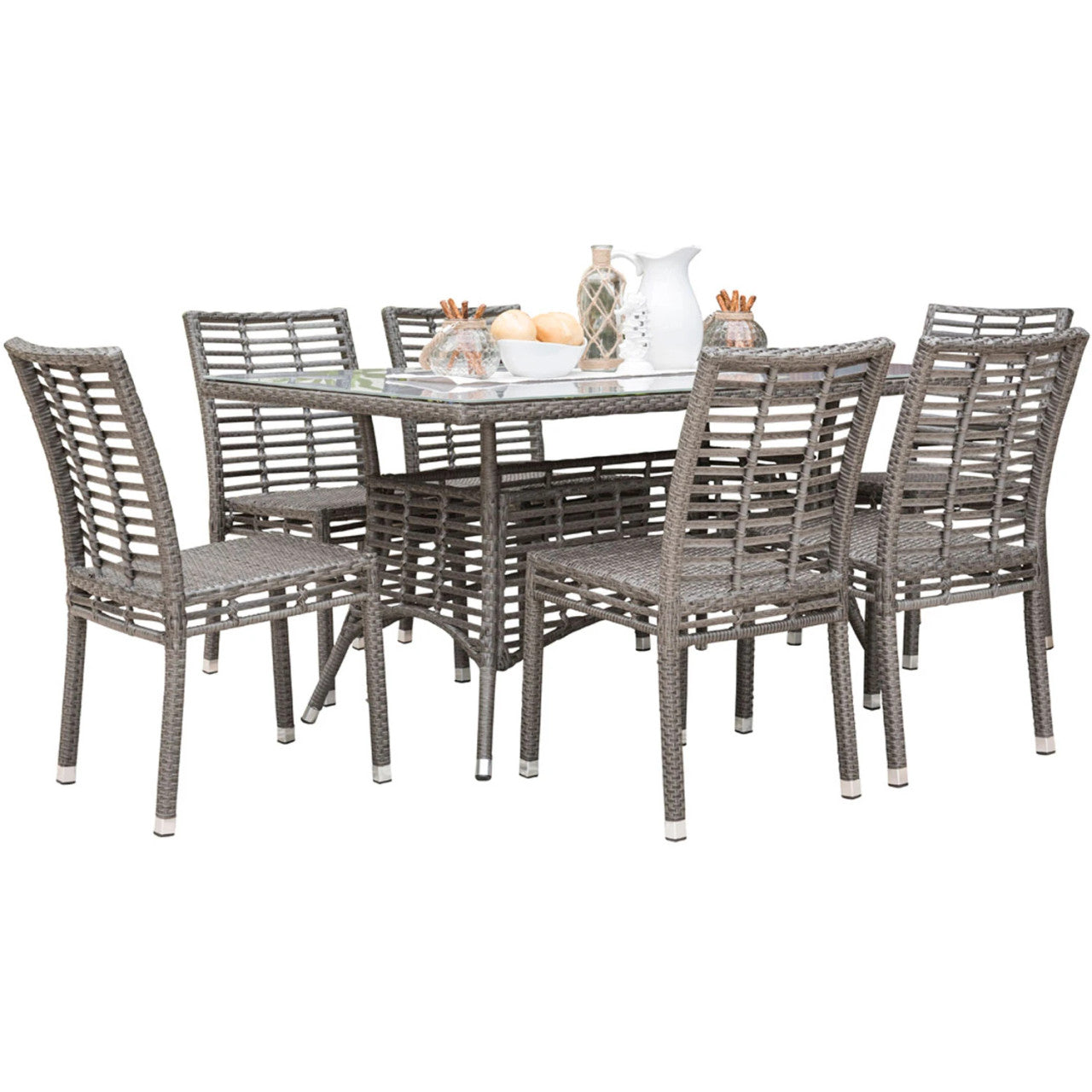 Panama Jack Graphite 7 PC Side Chairs Dining Set with Cushions