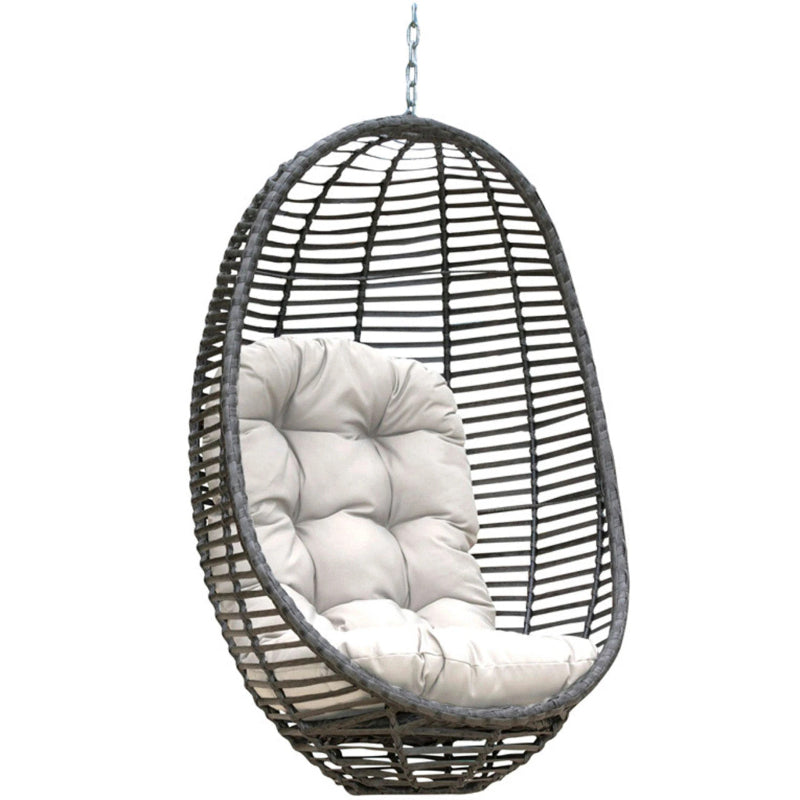 Panama Jack Graphite Woven Aluminum Outdoor Hanging Chair with Cushion