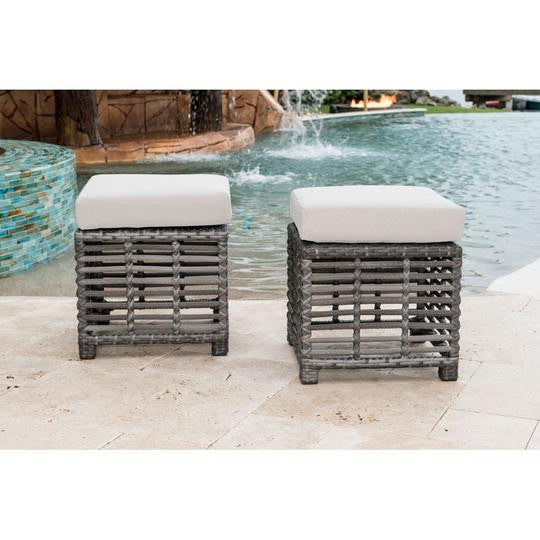 Panama Jack Graphite Small Ottomans with Cushions - Set of 2