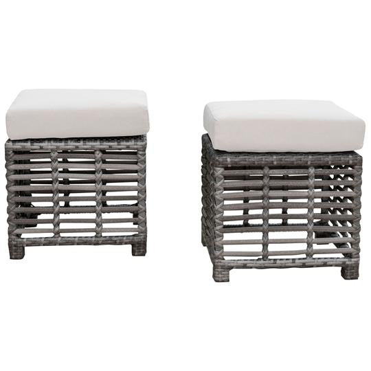 Panama Jack Graphite Small Ottomans with Cushions - Set of 2