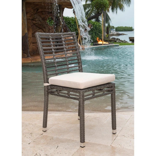 Panama Jack Graphite Stackable Side Chair with Cushions