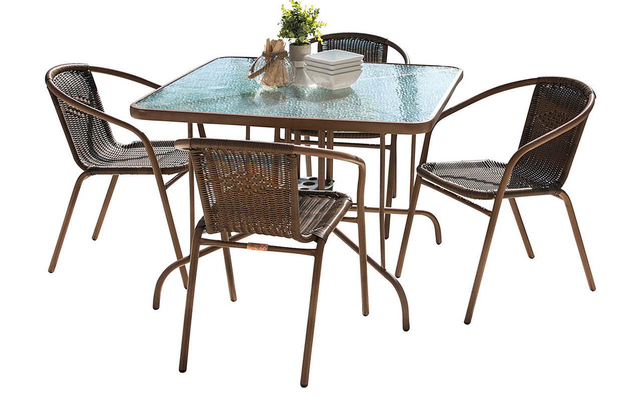 Panama Jack Café 5 PC Woven Arm Chairs Dining Set