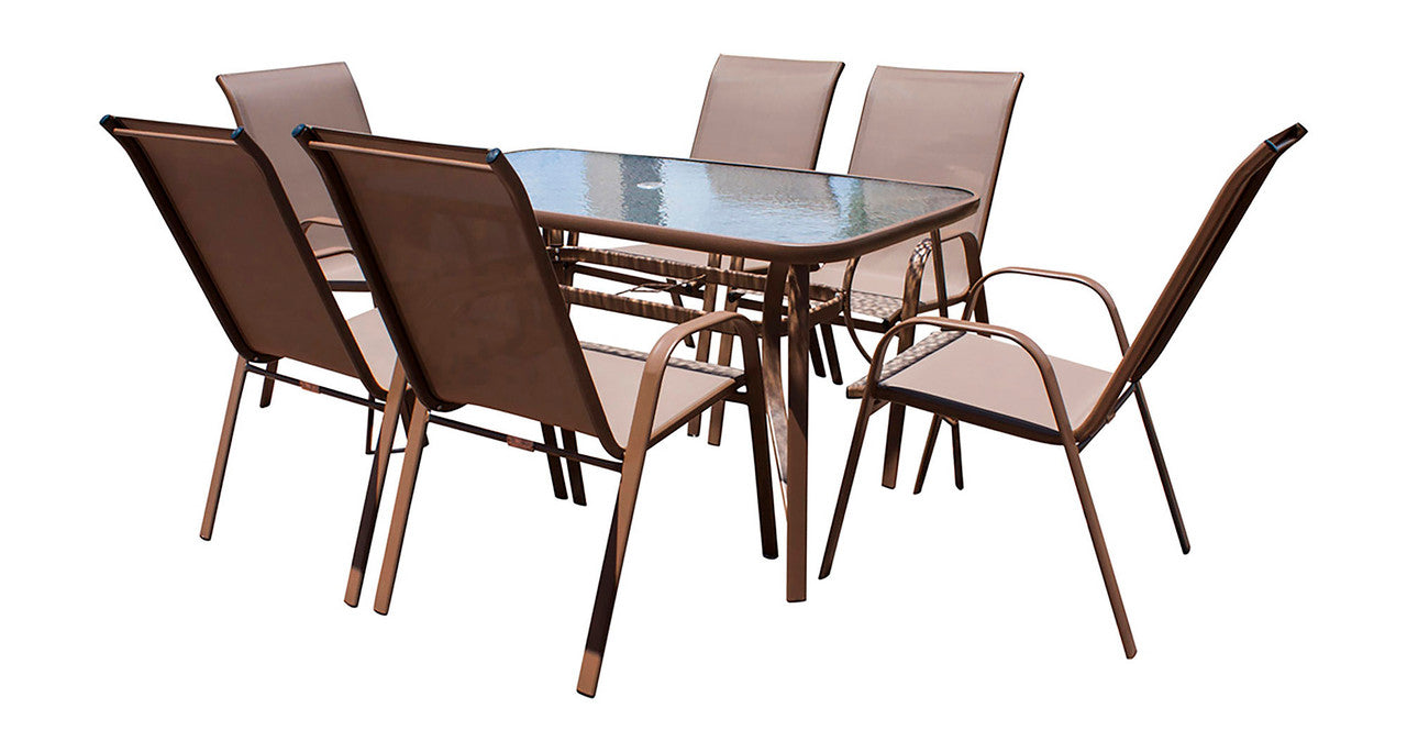 Panama Jack Café 7 PC High Back Sling Chairs Dining Set