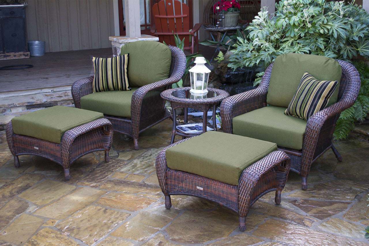 Tortuga Outdoor Sea Pines Resin Wicker 5 Piece Club Chair Set