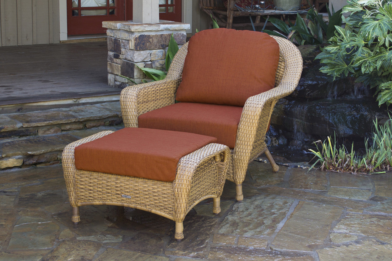 Tortuga Outdoor Sea Pines Resin Wicker Club Chair with Ottoman Set