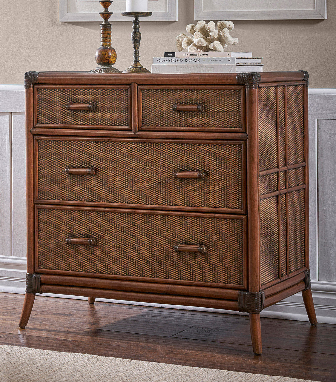 Hospitality Rattan Palm Cove Four Drawer Split Chest With Glass