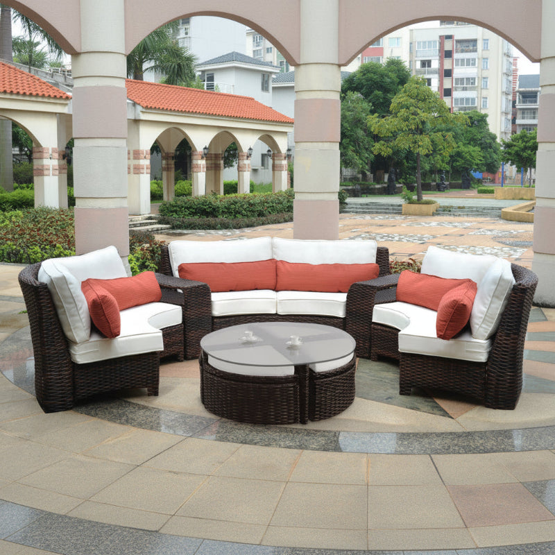 South Sea Rattan Saint Tropez Wicker Outdoor Curved Sectional