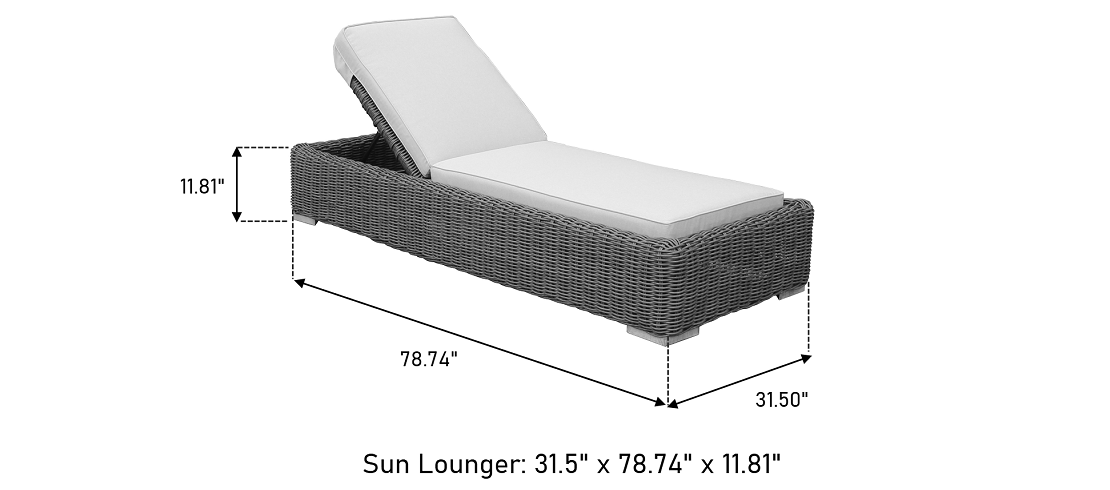 OUTSY Anna 79 X 31.5 Inch Outdoor Wicker Aluminum Frame Sun Lounger in White and Grey