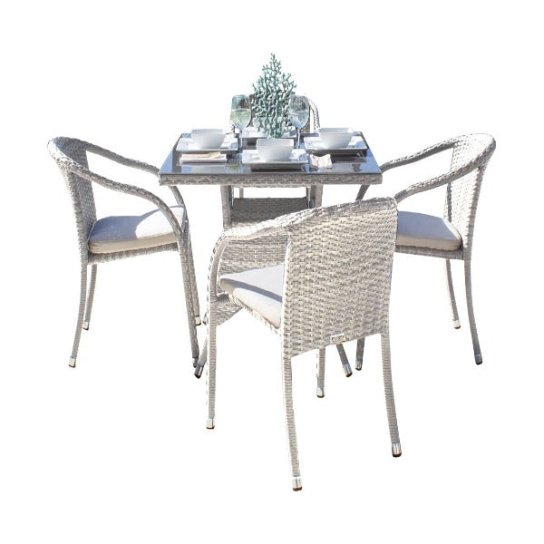 Hospitality Rattan Athens 5-Piece Armchair Dining Set with Cushions