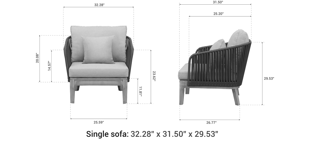 OUTSY Eve single sofa dimensions