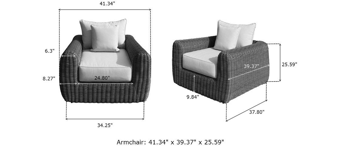 OUTSY Milo armchair dimensions