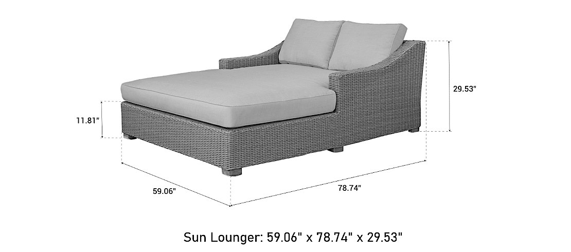 Milo XXL Sun Lounger dimensions