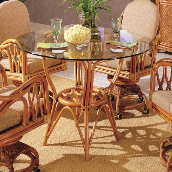South Sea Rattan New Twist Indoor Dining Table With Size Options (Chairs Not Included)