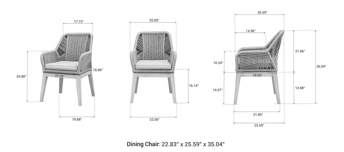 OUTSY Santino dining chair dimensions