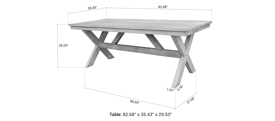 Santino table dimensions